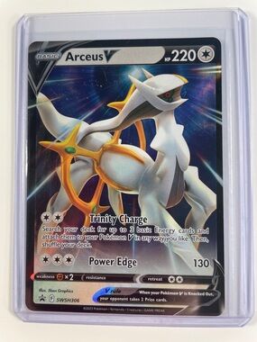 Pokemon Arceus V Holographic Card - White and Gold Accents